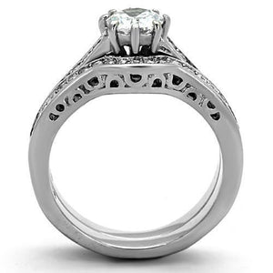 TK1330 - Stainless Steel Ring High polished (no plating) Women AAA Grade CZ Clear