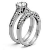TK1330 - Stainless Steel Ring High polished (no plating) Women AAA Grade CZ Clear