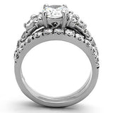 TK1331 - Stainless Steel Ring High polished (no plating) Women AAA Grade CZ Clear