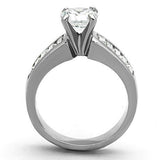 TK1332 - Stainless Steel Ring High polished (no plating) Women AAA Grade CZ Clear