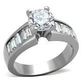 TK1332 - Stainless Steel Ring High polished (no plating) Women AAA Grade CZ Clear