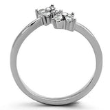 TK1333 - Stainless Steel Ring High polished (no plating) Women AAA Grade CZ Clear