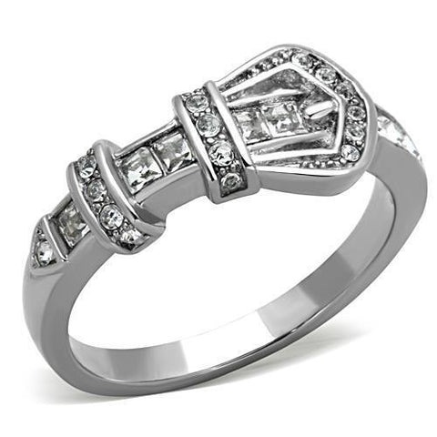 TK1334 - Stainless Steel Ring High polished (no plating) Women Top Grade Crystal Clear
