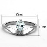 TK1336 - Stainless Steel Ring High polished (no plating) Women AAA Grade CZ Clear