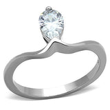 TK1336 - Stainless Steel Ring High polished (no plating) Women AAA Grade CZ Clear