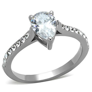 TK1337 - Stainless Steel Ring High polished (no plating) Women AAA Grade CZ Clear