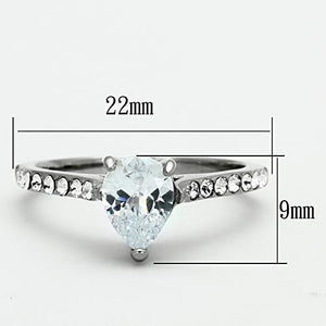TK1337 - Stainless Steel Ring High polished (no plating) Women AAA Grade CZ Clear