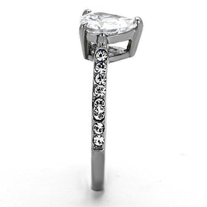 TK1337 - Stainless Steel Ring High polished (no plating) Women AAA Grade CZ Clear
