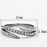 TK1338 - Stainless Steel Ring High polished (no plating) Women Top Grade Crystal Clear