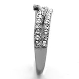 TK1338 - Stainless Steel Ring High polished (no plating) Women Top Grade Crystal Clear
