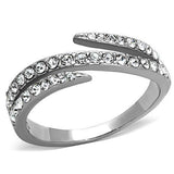 TK1338 - Stainless Steel Ring High polished (no plating) Women Top Grade Crystal Clear