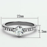 TK1339 - Stainless Steel Ring High polished (no plating) Women AAA Grade CZ Clear
