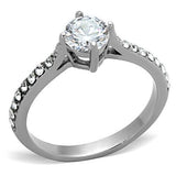 TK1339 - Stainless Steel Ring High polished (no plating) Women AAA Grade CZ Clear