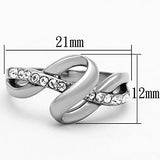 TK1341 - Stainless Steel Ring High polished (no plating) Women Top Grade Crystal Clear