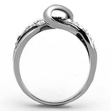 TK1341 - Stainless Steel Ring High polished (no plating) Women Top Grade Crystal Clear