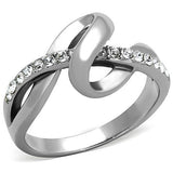 TK1341 - Stainless Steel Ring High polished (no plating) Women Top Grade Crystal Clear