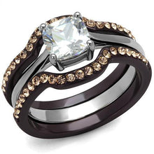TK1343PC - Stainless Steel Ring Two Tone IP Dark Brown (IP coffee) Women AAA Grade CZ Clear