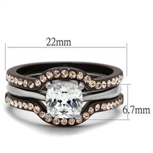 TK1343PC - Stainless Steel Ring Two Tone IP Dark Brown (IP coffee) Women AAA Grade CZ Clear