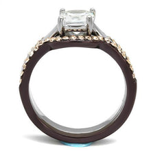 TK1343PC - Stainless Steel Ring Two Tone IP Dark Brown (IP coffee) Women AAA Grade CZ Clear