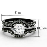 TK1343 - Stainless Steel Ring Two-Tone IP Black Women AAA Grade CZ Clear