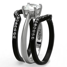TK1343 - Stainless Steel Ring Two-Tone IP Black Women AAA Grade CZ Clear
