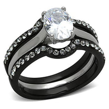 TK1344 - Stainless Steel Ring Two-Tone IP Black Women AAA Grade CZ Clear