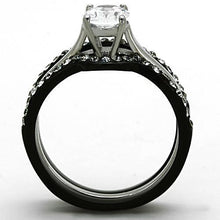 TK1344 - Stainless Steel Ring Two-Tone IP Black Women AAA Grade CZ Clear