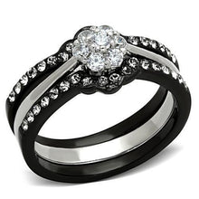 TK1345 - Stainless Steel Ring Two-Tone IP Black Women AAA Grade CZ Clear