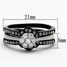 TK1345 - Stainless Steel Ring Two-Tone IP Black Women AAA Grade CZ Clear