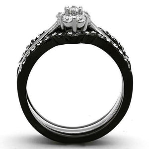 TK1345 - Stainless Steel Ring Two-Tone IP Black Women AAA Grade CZ Clear