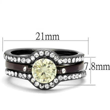 TK1346DC - Stainless Steel Ring IP Light Black (IP Gun) & IP Dark Brown (IP coffee) Women AAA Grade CZ Citrine Yellow