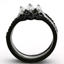 TK1347 - Stainless Steel Ring Two-Tone IP Black Women AAA Grade CZ Clear