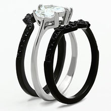 TK1347 - Stainless Steel Ring Two-Tone IP Black Women AAA Grade CZ Clear