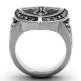 TK1349 - Stainless Steel Ring High polished (no plating) Men Top Grade Crystal Clear