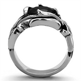TK1355 - Stainless Steel Ring High polished (no plating) Men Synthetic Jet