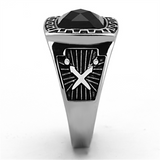 TK1356 - Stainless Steel Ring High polished (no plating) Men Synthetic Jet