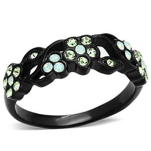 TK1360 - Stainless Steel Ring IP Black(Ion Plating) Women Top Grade Crystal Multi Color