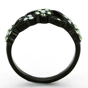 TK1360 - Stainless Steel Ring IP Black(Ion Plating) Women Top Grade Crystal Multi Color
