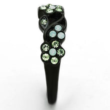 TK1360 - Stainless Steel Ring IP Black(Ion Plating) Women Top Grade Crystal Multi Color