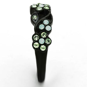 TK1360 - Stainless Steel Ring IP Black(Ion Plating) Women Top Grade Crystal Multi Color