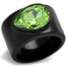 TK1363J - Stainless Steel Ring IP Black(Ion Plating) Women Top Grade Crystal Peridot