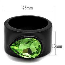 TK1363J - Stainless Steel Ring IP Black(Ion Plating) Women Top Grade Crystal Peridot