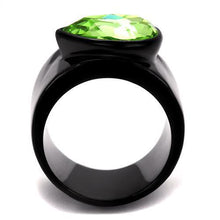 TK1363J - Stainless Steel Ring IP Black(Ion Plating) Women Top Grade Crystal Peridot