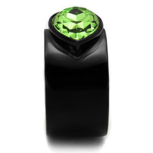 TK1363J - Stainless Steel Ring IP Black(Ion Plating) Women Top Grade Crystal Peridot