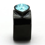 TK1363 - Stainless Steel Ring IP Black(Ion Plating) Women Top Grade Crystal Light Sapphire