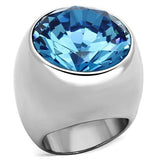 TK1367 - Stainless Steel Ring High polished (no plating) Women Synthetic Sea Blue