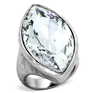 TK1368 - Stainless Steel Ring IP rhodium (PVD) Women Top Grade Crystal Clear