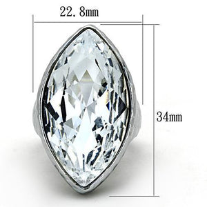 TK1368 - Stainless Steel Ring IP rhodium (PVD) Women Top Grade Crystal Clear