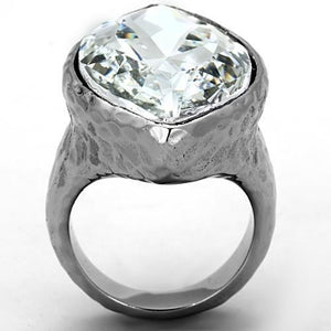 TK1368 - Stainless Steel Ring IP rhodium (PVD) Women Top Grade Crystal Clear