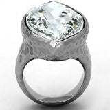 TK1368 - Stainless Steel Ring IP rhodium (PVD) Women Top Grade Crystal Clear